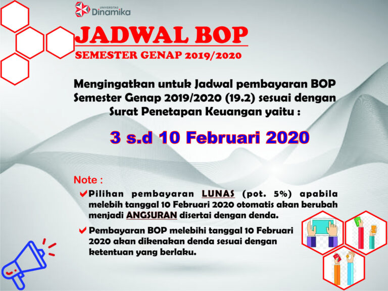 Jadwal Pembayaran BOP Semester Genap 2019/2020