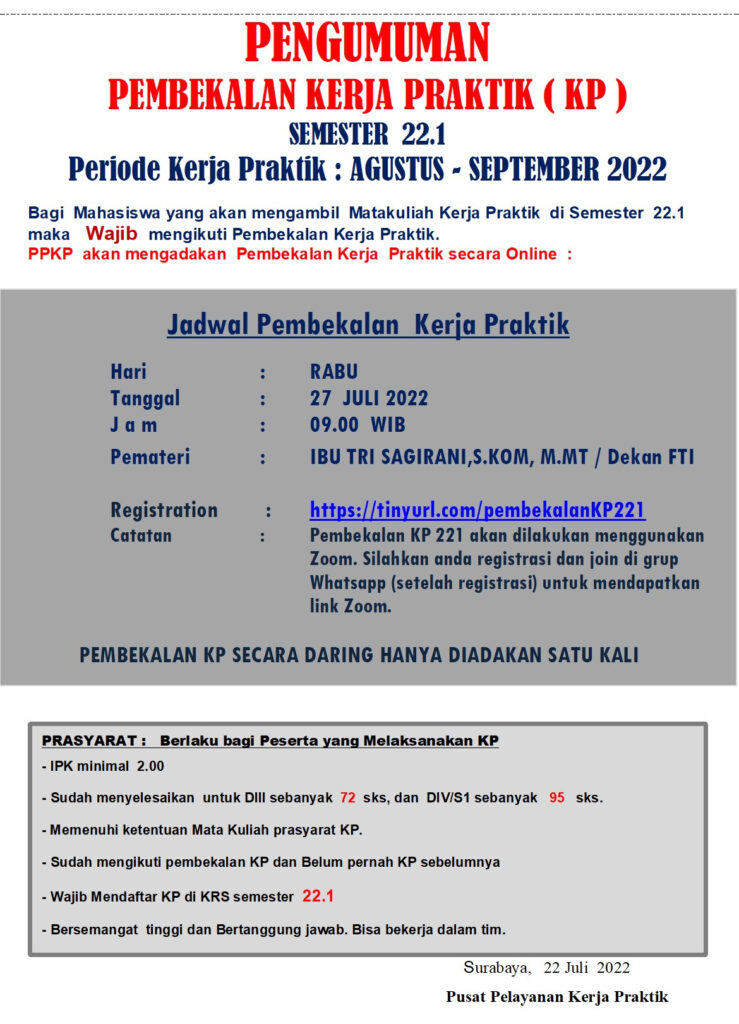 PEMBEKALAN KERJA PRAKTIK SEMESTER 221