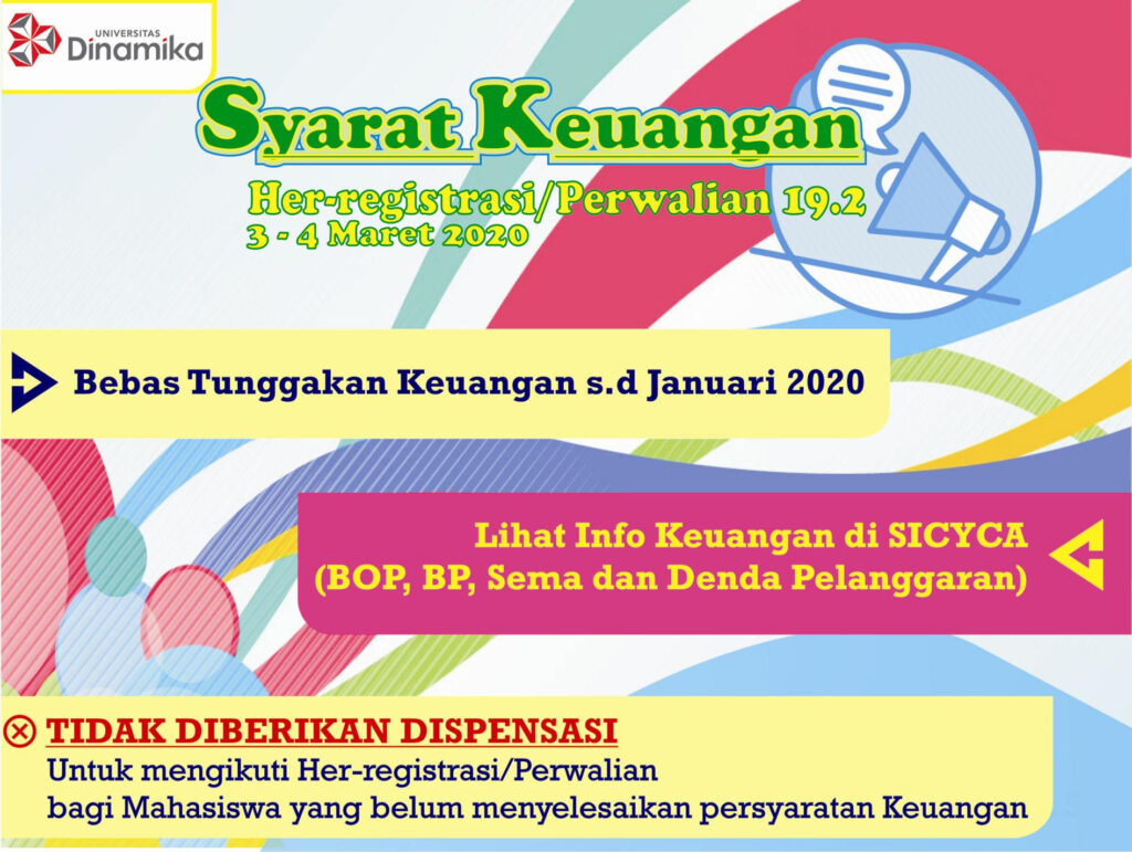 Syarat Keuangan Her-registrasi Perwalian Semester Genap 2019/2020