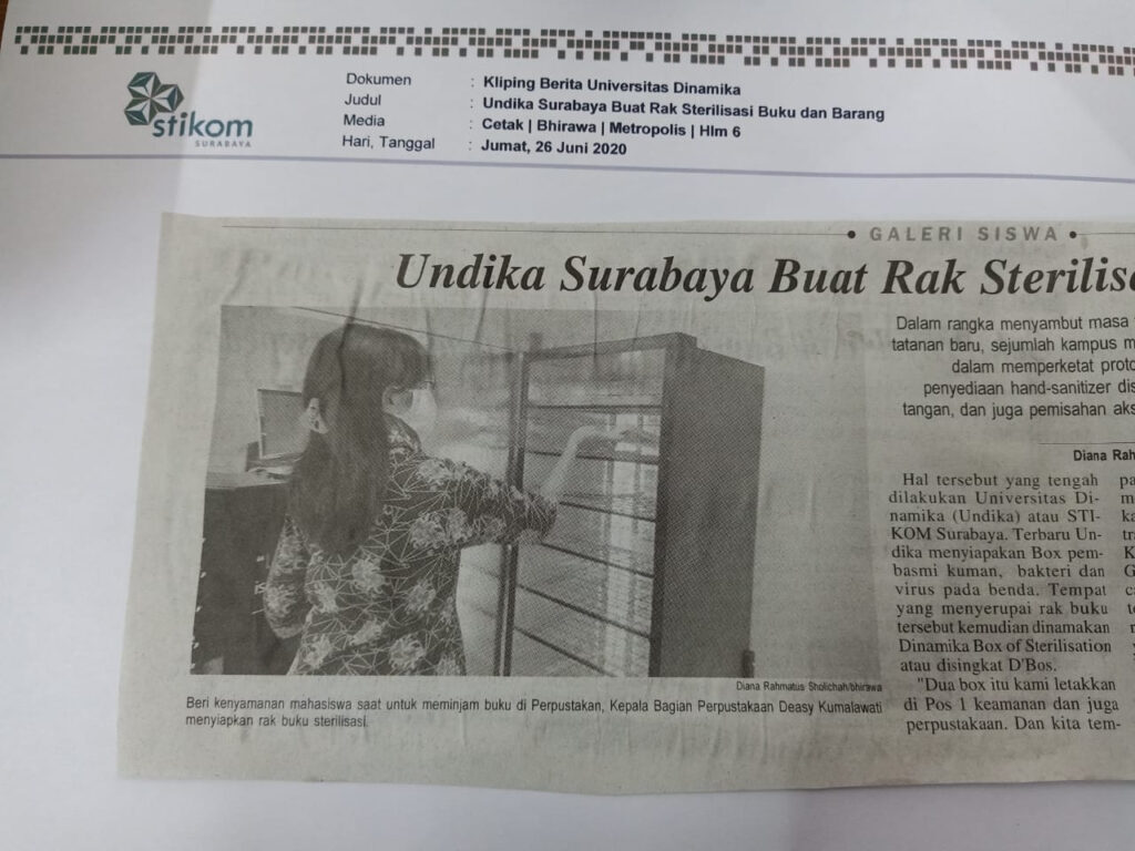 Undika Surabaya Buat Rak Sterilisasi Buku dan Barang