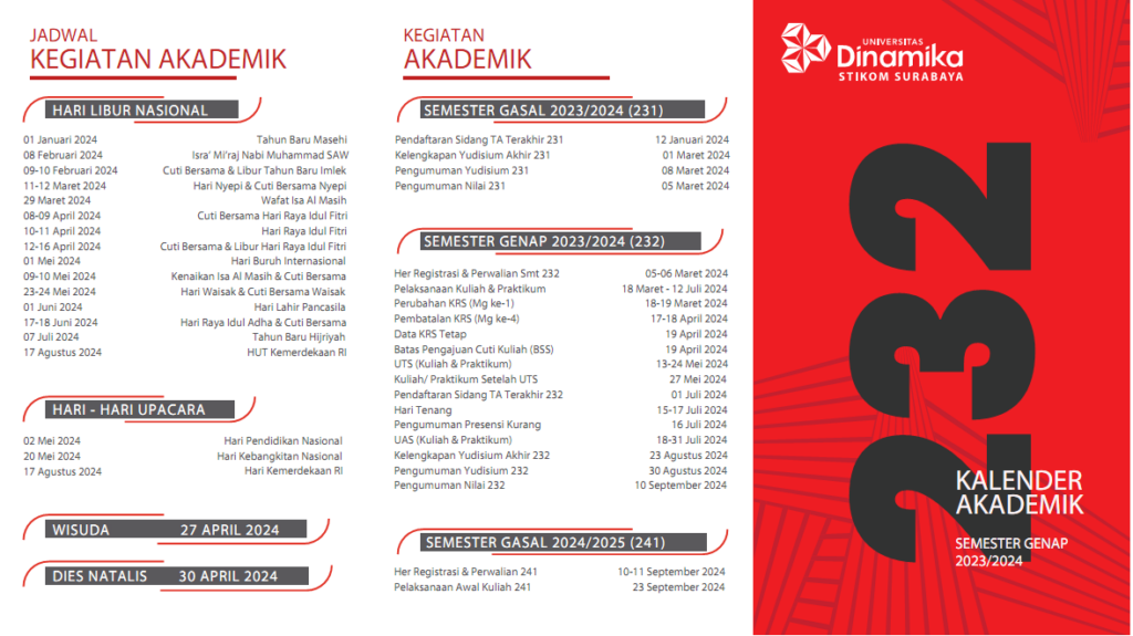 kalender akademik universitas dinamika