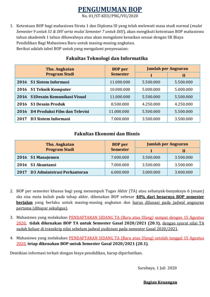 INFO BOP 20.1 (Kenaikan, Daftar TA, Sidang dan TA) Tahun Akademik 20202021