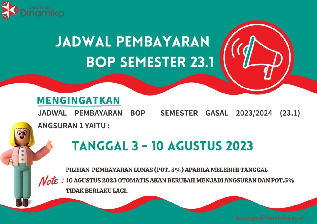 Jadwal Pembayaran BOP Semester Gasal 20232024 (23.1)