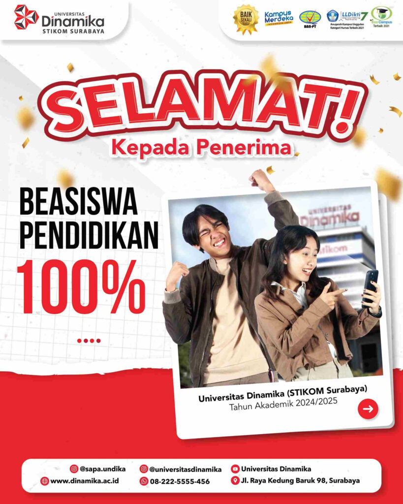 Daftar Peraih Beasiswa Pendidikan 100% Universitas Dinamika